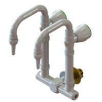 ILA abklappbares Doppelstandrohr für Wasser, mit rückseitiger Betätigung für den waagerechten Einbau in das Spülbecken