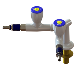 ILA Standsäule für Druckluft (CA) mit 2 Durchgangsventilen, Verschlusskupplung und Tülle im Y-Verteiler