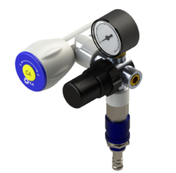 ILA Eckventil für Druckluft (CA) mit Druckminderer, Manometer, Verschlusskupplung und Tülle