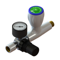ILA Durchgangsventil für technische Gase mit Druckminderer, Manometer und Innengewinde